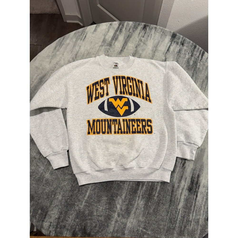 Vtg West Virginia Mountaineers Sweatshirt Adult M Crewneck WVU 90s Fruit Of Loom